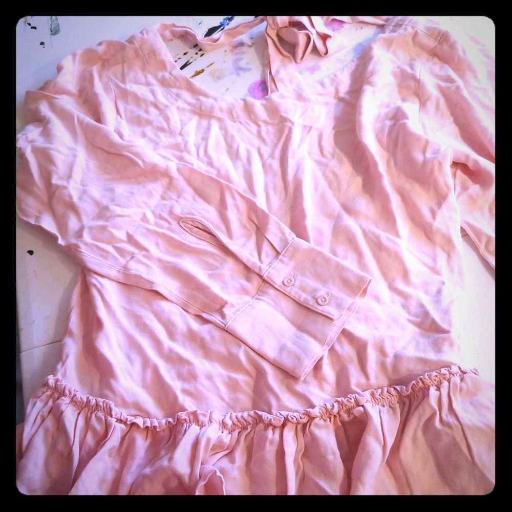 Pink blouse with back scoop neck